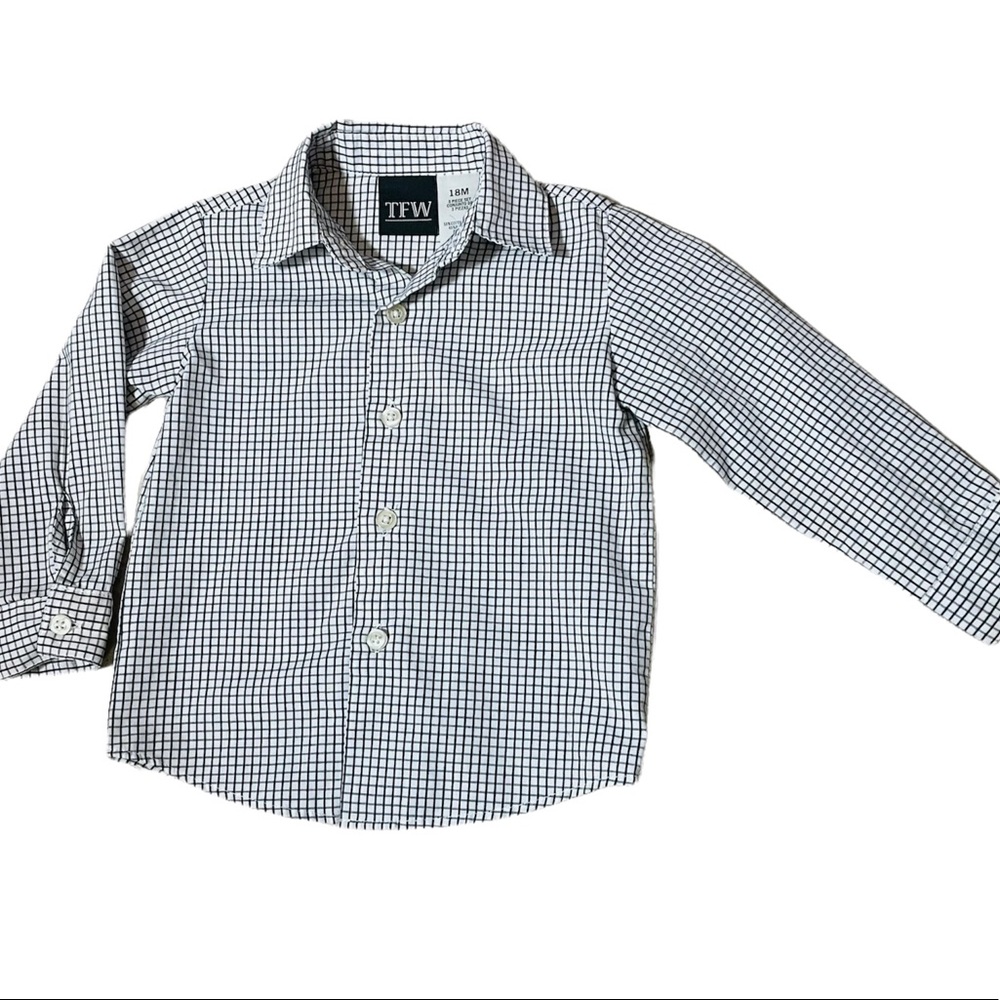 TFW 18M Baby Boy Long-Sleeve Buttton Up Black & White Checkered Plaid Shirt
